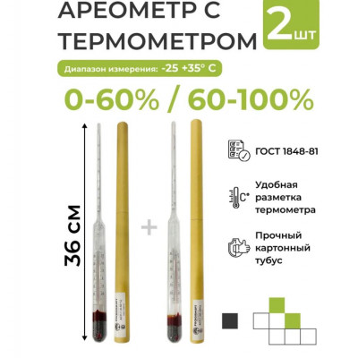 Ареометр с термометром АСП-Т (0-100 %) в магазине Самогона.Нет